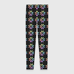 Женские легинсы Разноцветные звёзды на чёрном фоне