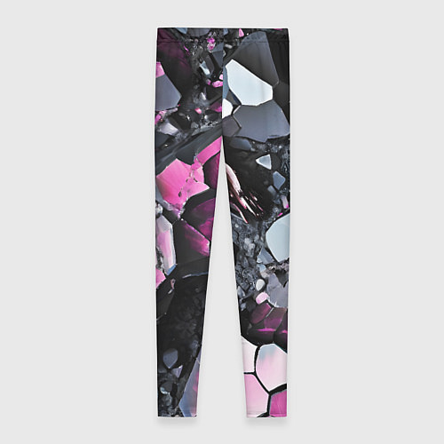 Женские легинсы Чёрно-розовый камень / 3D-принт – фото 2
