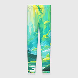 Женские легинсы Зелёная кислотная абстракция