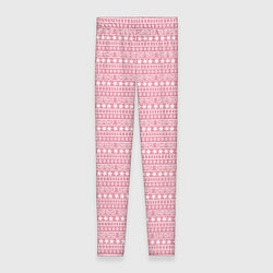 Леггинсы женские Розовый с белым простой узор, цвет: 3D-принт