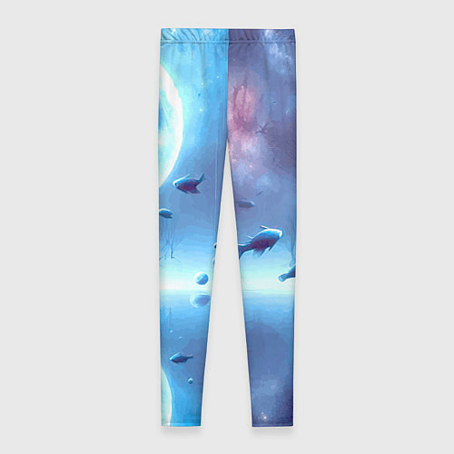 Женские легинсы Луна и рыбы - нейроарт фантазия / 3D-принт – фото 2