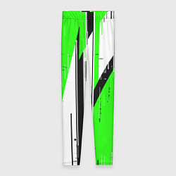 Леггинсы женские Black and white vertical stripes on a green backgr, цвет: 3D-принт