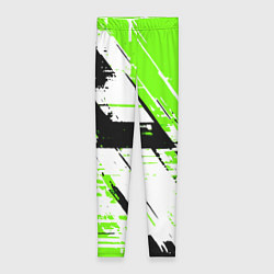 Женские легинсы Diagonal black and green stripes on a white backgr