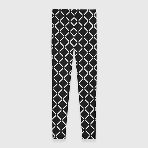 Женские легинсы Чёрно-белый паттерн полосы-ромбы / 3D-принт – фото 2