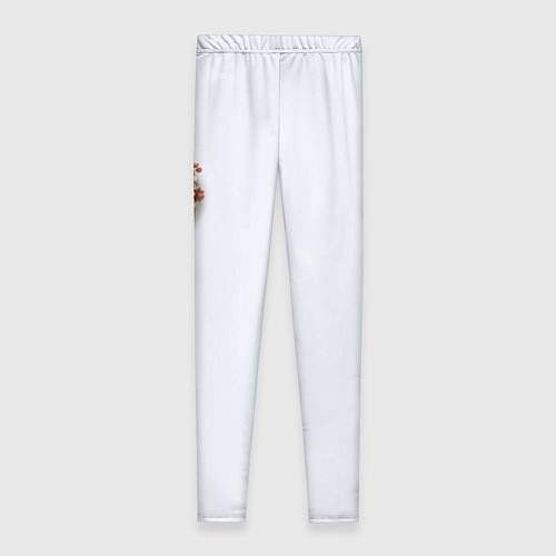 Женские легинсы Сердце и ветка цветущая сакура с цветами / 3D-принт – фото 2