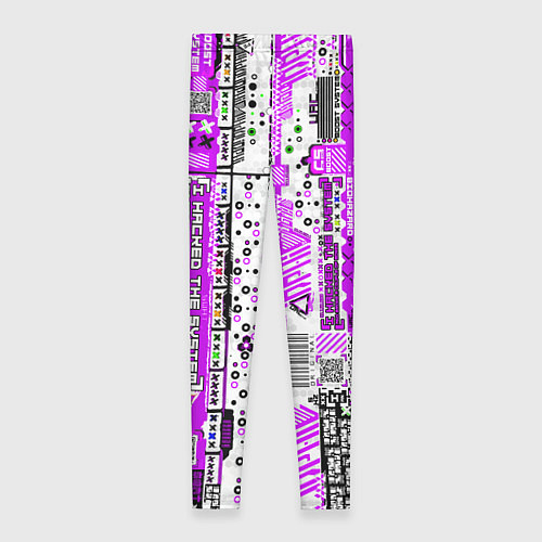 Женские легинсы Киберпанк паттерн фиолетовый / 3D-принт – фото 2