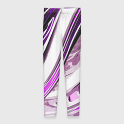 Женские легинсы Волнистая бело-фиолетовая абстракция