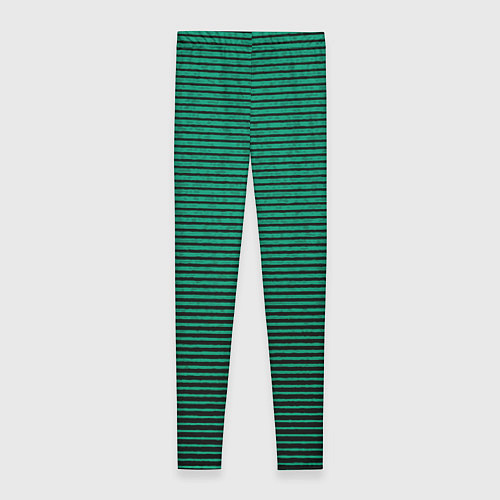 Женские легинсы Зелёный текстурированный в чёрную полоску / 3D-принт – фото 2