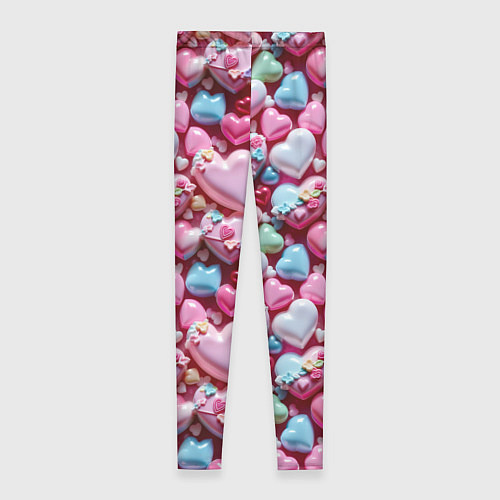 Женские легинсы Карамельные сердечки / 3D-принт – фото 2