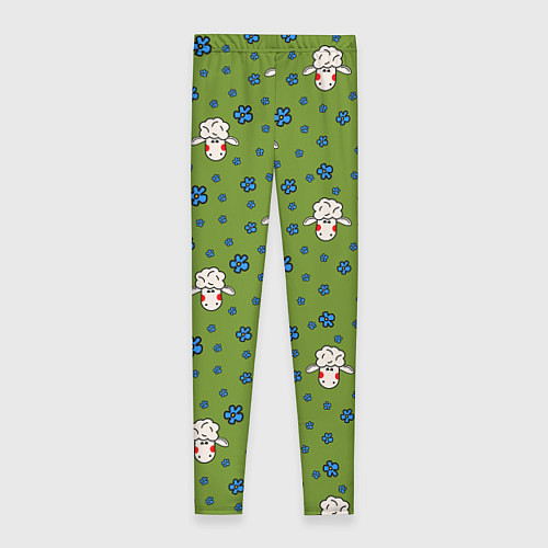 Женские легинсы Овечки и цветочки / 3D-принт – фото 2