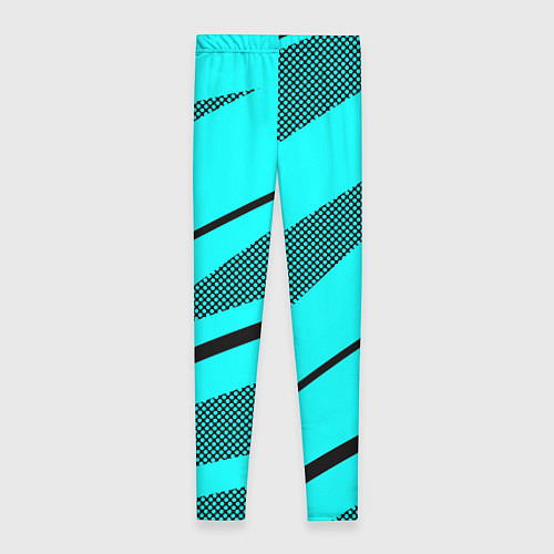 Женские легинсы Неоновый голубой с чёрным абстракция с полосой / 3D-принт – фото 2
