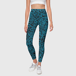 Леггинсы женские Чёрно-голубой текстура точки, цвет: 3D-принт — фото 2