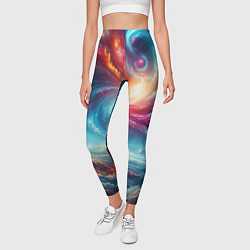 Леггинсы женские Fantastic neon space landscape - ai art fantasy, цвет: 3D-принт — фото 2