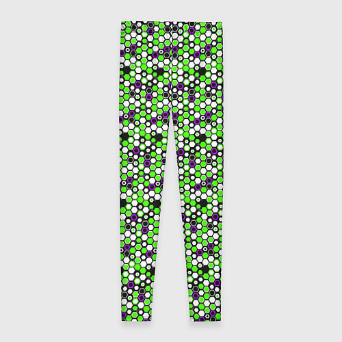 Женские легинсы Киберпанк шестиугольники зелёные / 3D-принт – фото 2