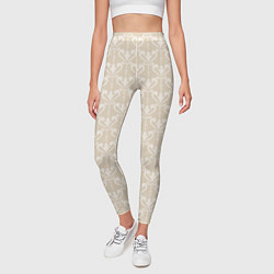 Леггинсы женские Элегантный бежевый узор с дамасками, цвет: 3D-принт — фото 2