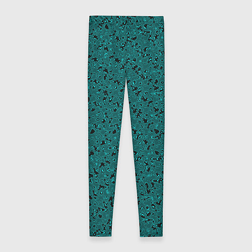 Женские легинсы Тёмный бирюзовый с чёрным текстура / 3D-принт – фото 2