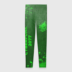 Женские легинсы Cyberpunk 2077 - green gradient вертикально