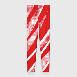Женские легинсы Красно-белый абстракция с полосами