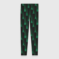 Женские легинсы Паттерн с днями недели зелеными иероглифами