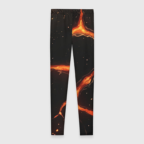 Женские легинсы Оранжевый разлом на черной текстуре / 3D-принт – фото 2