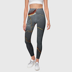 Леггинсы женские Серая текстура с золотым изломом, цвет: 3D-принт — фото 2