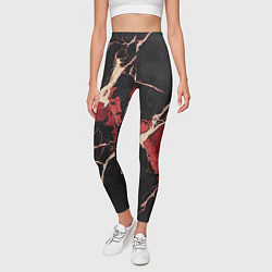 Леггинсы женские Красно-черная потертая текстура, цвет: 3D-принт — фото 2
