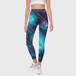Леггинсы женские Неоновый узор киберпанк микросхемы, цвет: 3D-принт — фото 2