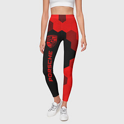 Леггинсы женские Porsche - red gradient по-вертикали, цвет: 3D-принт — фото 2