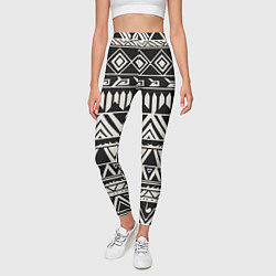 Леггинсы женские Черно белый орнамент в этническом стиле, цвет: 3D-принт — фото 2