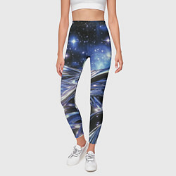 Леггинсы женские Закрученные линии и звезды - космическая абстракци, цвет: 3D-принт — фото 2