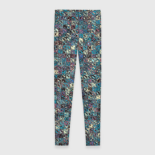 Женские легинсы Бордово-голубой квадратный паттерн / 3D-принт – фото 2