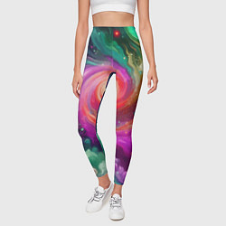 Леггинсы женские Космическая неоновая фантазия - нейроарт, цвет: 3D-принт — фото 2
