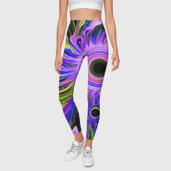 Леггинсы женские Абстрактный неоновый космос - чёрная дыра, цвет: 3D-принт — фото 2
