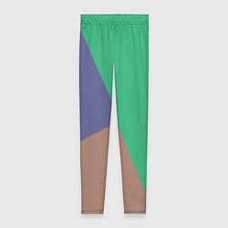 Леггинсы женские Триада зелёный фиолетовый и коричневый геометричны, цвет: 3D-принт