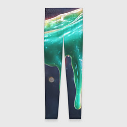 Леггинсы женские Текстура стекающая зеленая клякса, цвет: 3D-принт