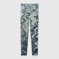 Леггинсы женские Бело-синий искажённые абстрактные линии, цвет: 3D-принт