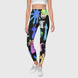 Леггинсы женские Яркие монстры на черном фоне, цвет: 3D-принт — фото 2