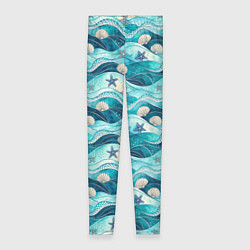 Леггинсы женские Летний узор с ракушками и морскими звездами, цвет: 3D-принт