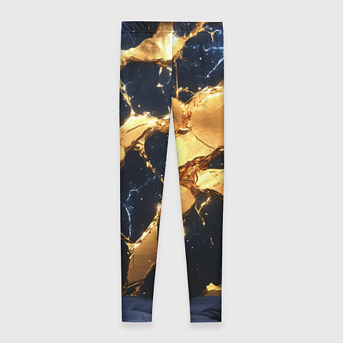 Женские легинсы Золотая текстура на синем / 3D-принт – фото 2