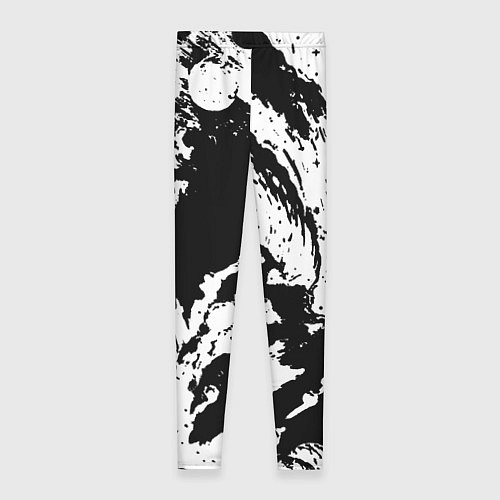 Женские легинсы Чёрный с белой абстракцией / 3D-принт – фото 2