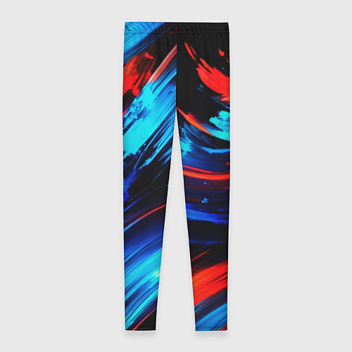 Женские легинсы Синие и красные мазки краски на черном / 3D-принт – фото 2