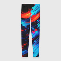 Леггинсы женские Синие и красные мазки краски на черном, цвет: 3D-принт