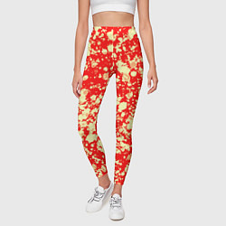 Леггинсы женские Пятнистый красно-жёлтый, цвет: 3D-принт — фото 2