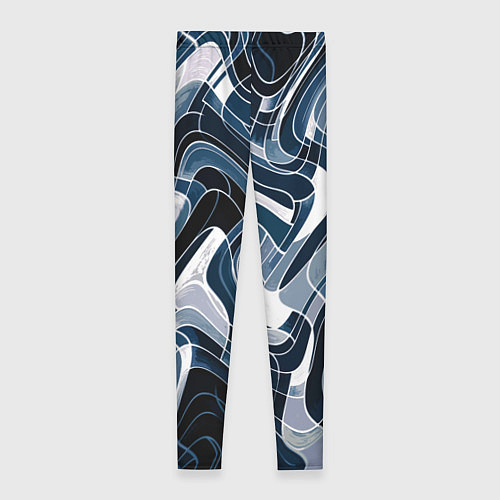Женские легинсы Тёмно-синий искажённая абстракция / 3D-принт – фото 2