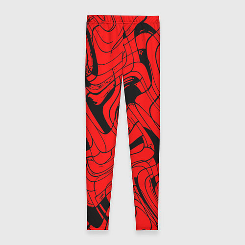 Женские легинсы Чёрно-красный абстрактный линии / 3D-принт – фото 2