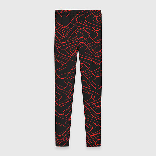 Женские легинсы Чёрный с красными волнистыми линиями абстракция / 3D-принт – фото 2