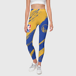 Леггинсы женские Голден Стэйт Уорриорз - желто синие, цвет: 3D-принт — фото 2