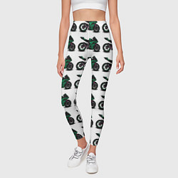 Леггинсы женские Motorbike dark green, цвет: 3D-принт — фото 2