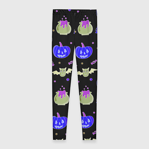 Женские легинсы Halloween blue black pumpkin / 3D-принт – фото 2