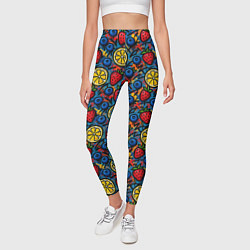Леггинсы женские Ягоды и фрукты паттерн, цвет: 3D-принт — фото 2